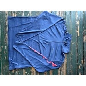 Columbia Mens Omni-Wick Quarter Zip Pullover Blue Pink Logo XL XM1133 Hiking
